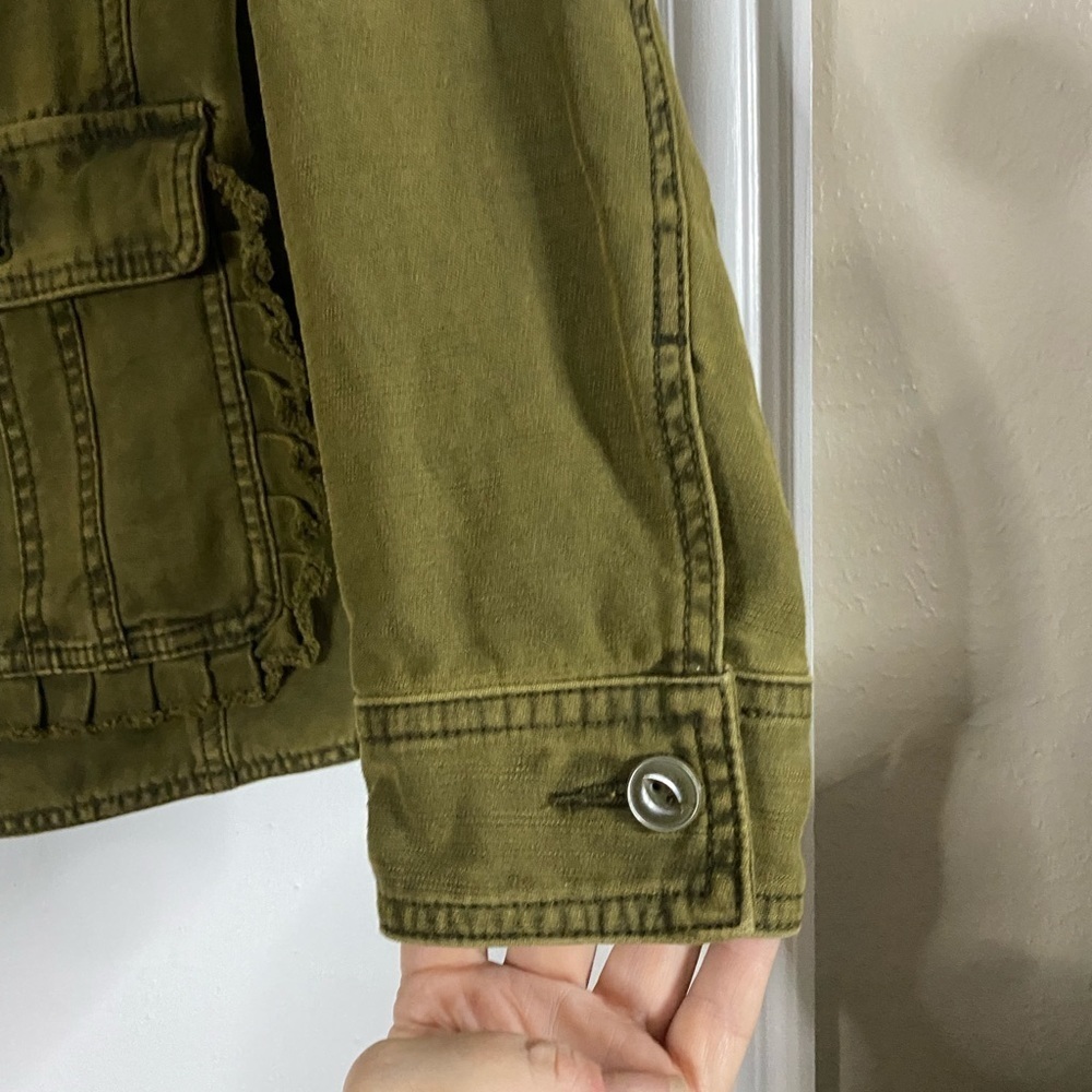 Anthropologie By Anthropologie Olive Green Military Jacket 3 Pockets Medium Fall - Picture 9 of 13